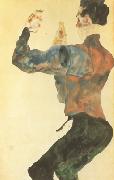 Self-Portrait with Raised Arms,Back View (mk12) Egon Schiele